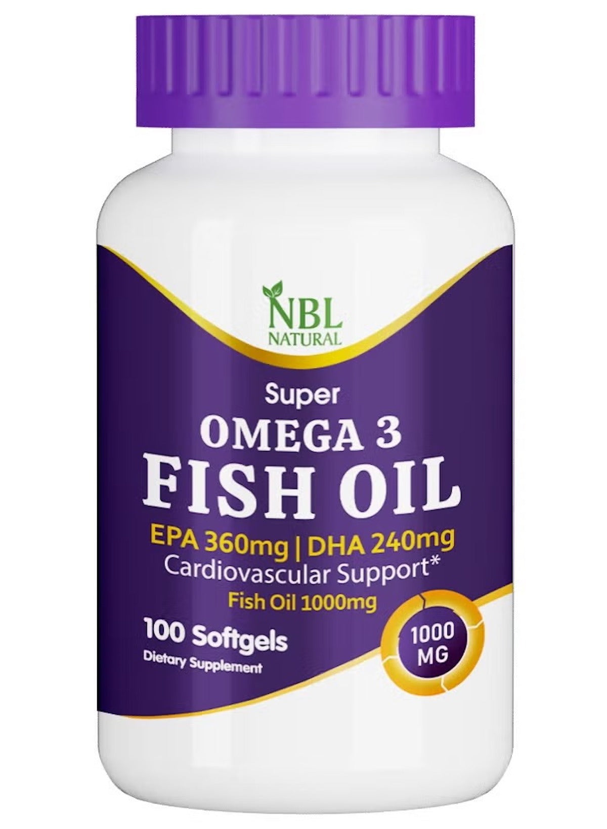 Super Omega 3 Fish Oil 1000mg – 360 EPA & 240 DHA | Cardiovascular, Brain & Joint Support – 100 Softgels
