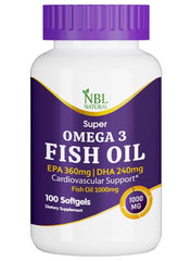 Super Omega 3 Fish Oil 1000mg – 360 EPA & 240 DHA | Cardiovascular, Brain & Joint Support – 100 Softgels