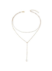 Elegant Layered Pearl Drop Necklace | Adjustable Pearl Pendant Chain Jewelry - Mumzar