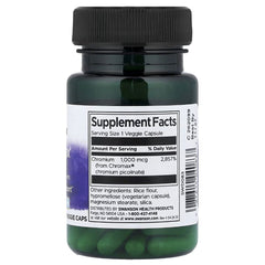 Swanson Chromax 1000 supplement facts label on green bottle, veggie capsules