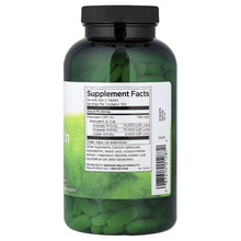 Swanson Pancreatin 4X supplement facts bottle, showing green enteric-coated tablets