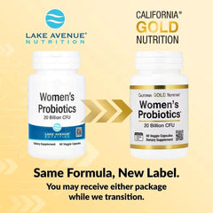 California Gold Nutrition Women’s Probiotics 20 Billion CFU – Bifidobacterium lactis, Lactobacillus acidophilus & Lactobacillus rhamnosus, 60 Veg Capsules
