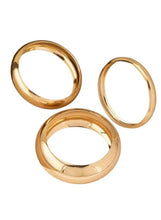 Gold tone bangle bracelet set, three stacked polished cuffs
