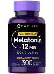 Melatonin 12mg Fast Dissolve 300 Tablets | Natural Berry Flavor | Vegetarian, Non-GMO, Gluten Free