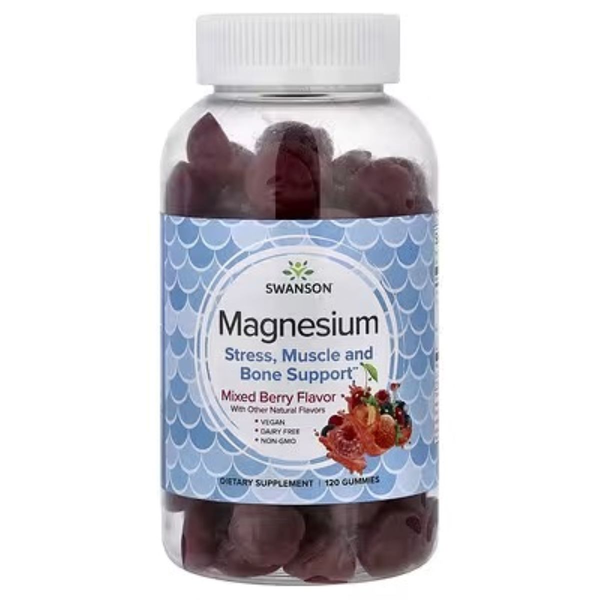 Swanson Vitamins Magnesium Gummies, Mixed Berry, 120 Gummies