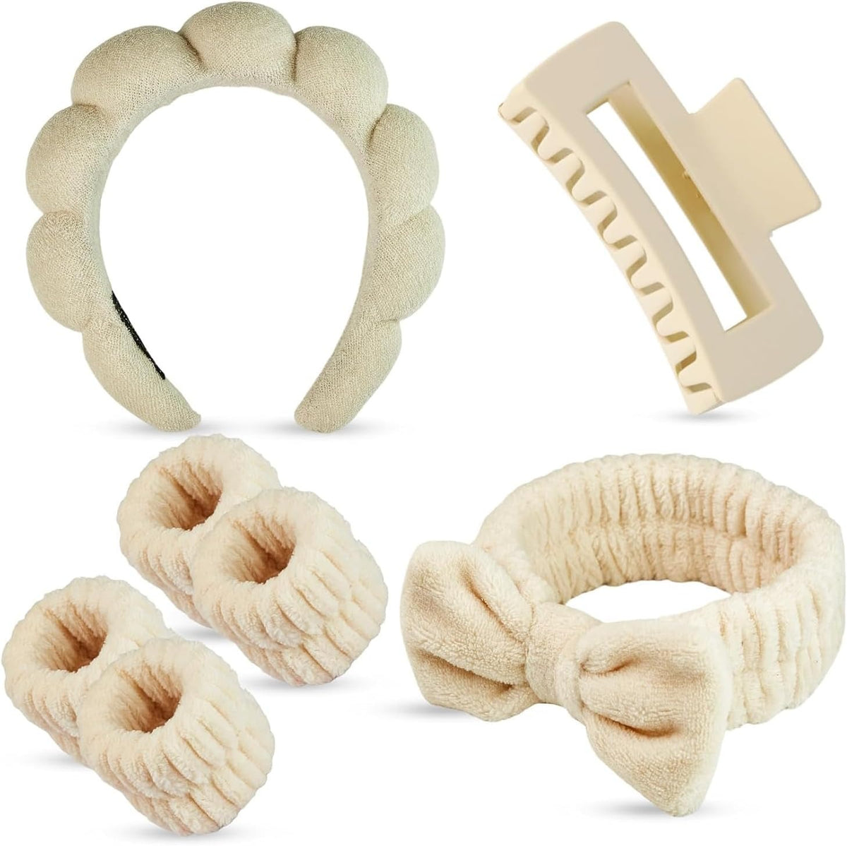 YelaJoy 7 Pcs Spa Kit: Headband & Wristbands Set | Skincare Accessories | for College Girls | Women & Girls Hair Accessorie