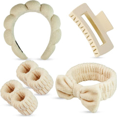 YelaJoy 7 Pcs Spa Kit: Headband & Wristbands Set | Skincare Accessories | for College Girls | Women & Girls Hair Accessorie