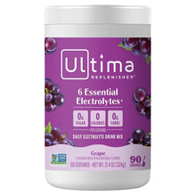 Ultima replenisher grape electrolyte drink mix jar, white lid, purple label