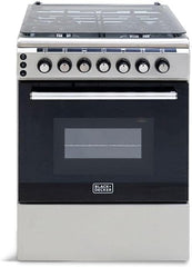 BLACK+DECKER Freestanding Gas Cooker, Stainless Steel, Fixed Drawer, Inox Model Number - BXOFG604.002PZOX Made In TURKEY