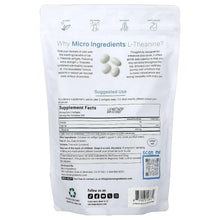 L-theanine supplement pouch back panel with supplement facts and barcode