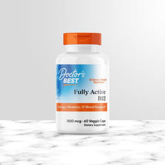 Doctor's Best Fully Active B12 bottle, orange cap, 1500 mcg, 60 veggie caps.