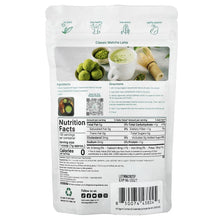 Ceremonial matcha powder pouch back with nutrition facts and barcode
