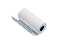 White printer paper roll for inkjet printers, 56mm x 26mm size, core visible