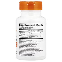 Dietary supplement bottle, back label with Supplement Facts and serving size for veggie capsules