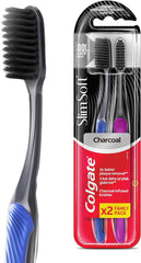 Colgate Slim Soft Black Charcoal Toothbrush, Value Pack, 2 Pack