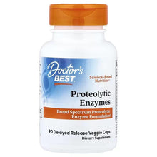 Proteolytic enzyme supplement bottle with orange cap, 90 delayed release veggie caps