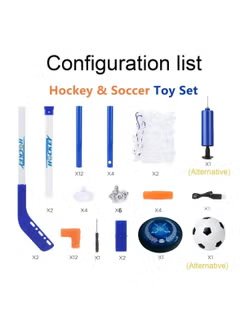 Complete 2-in-1 hover hockey and soccer set by Huitich with sticks, goals, puck, and ball accessories