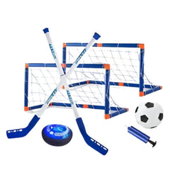 Huitich 2-in-1 hover hockey and soccer set with goals, hover puck, sticks, soccer ball, and pump