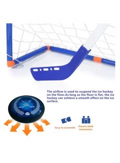 Huitich 2-in-1 hover hockey and soccer set with blue hockey stick and floating puck for indoor play