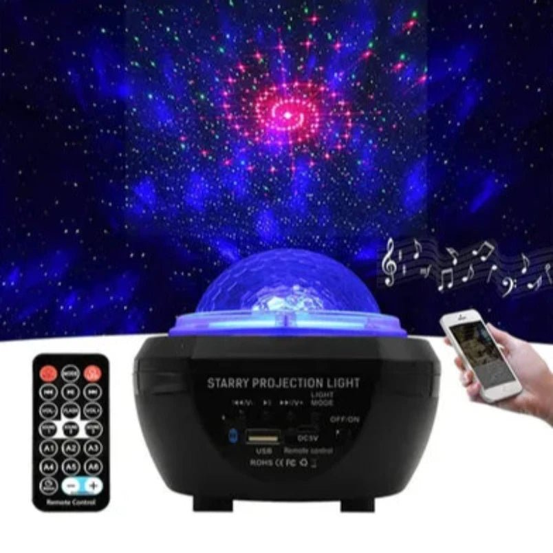 2-In-1 Star Light Projector Led Night Light with Remote Control Black/Blue 17x17x13.5cm - Mumzar.com