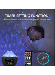 2-In-1 Star Light Projector Led Night Light with Remote Control Black/Blue 17x17x13.5cm - Mumzar.com