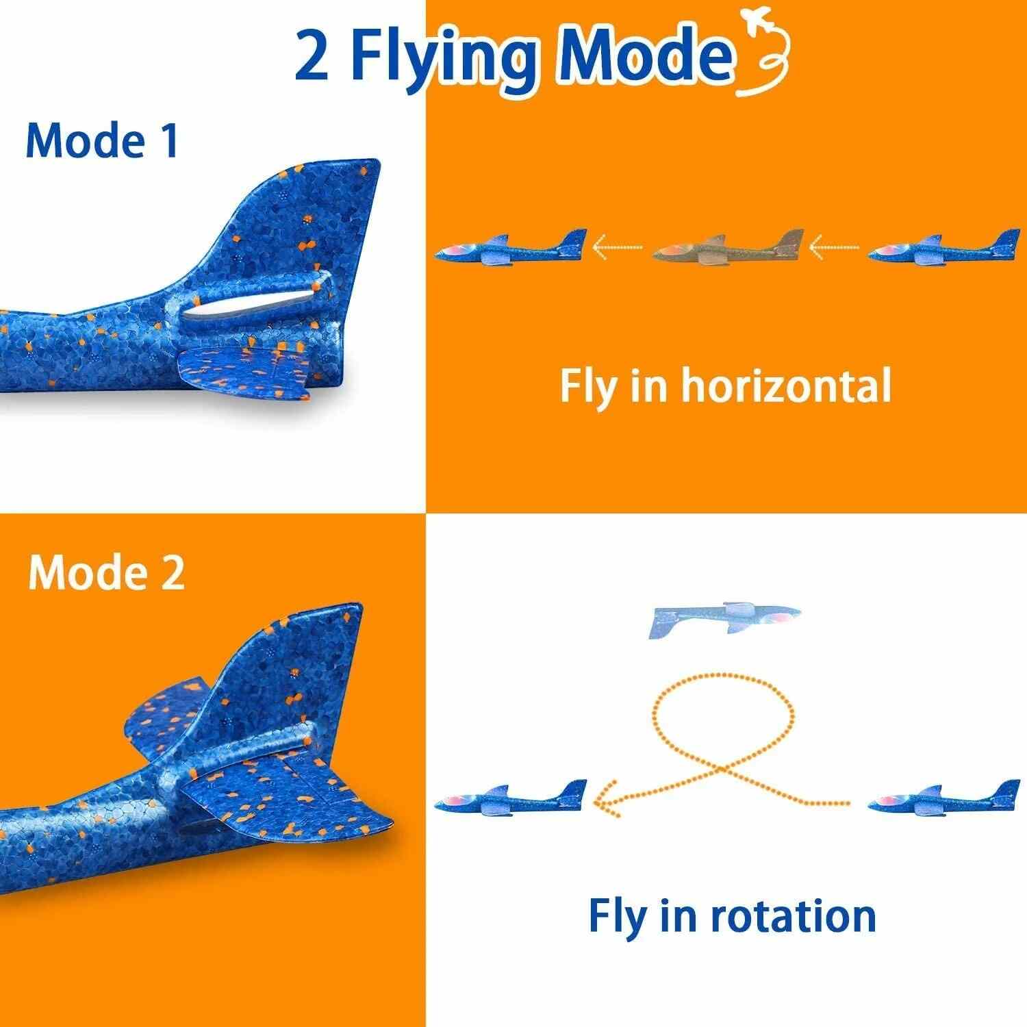 2 pack light up airplane kids sport showing flying modes with horizontal and rotation flight