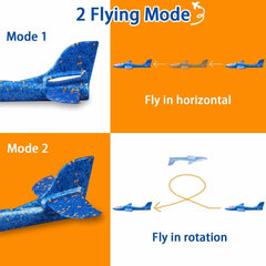 2 pack light up airplane kids sport showing flying modes with horizontal and rotation flight
