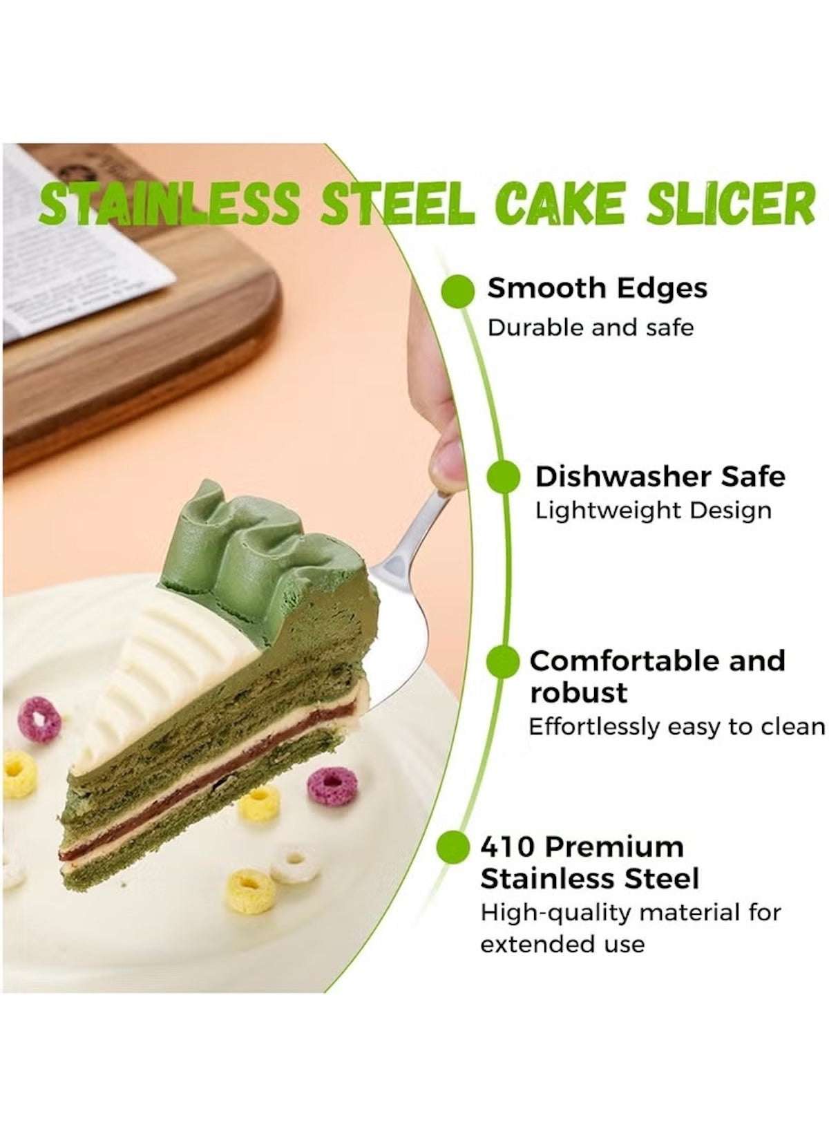 Huitich 2 piece cake serving utensils stainless steel with smooth edges and dishwasher safe design