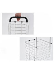 Huitich 2 wheel aluminum shopping cart laundry basket with sturdy metal frame and ergonomic handle