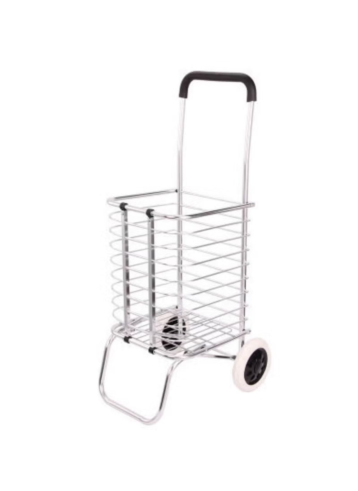 Huitich 2 wheel aluminum shopping cart laundry basket with sturdy metal frame and comfortable handle