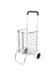 Huitich 2 wheel aluminum shopping cart laundry basket with sturdy metal frame and comfortable handle