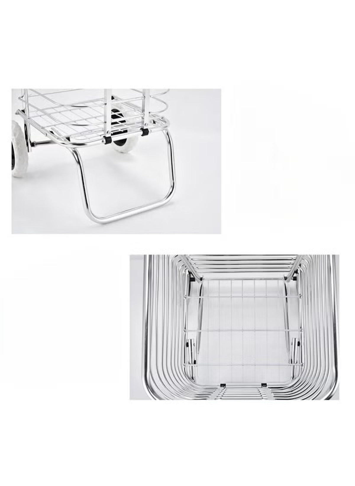 Huitich 2 wheel aluminum shopping cart laundry basket with sturdy metal frame and open wire design