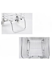Huitich 2 wheel aluminum shopping cart laundry basket with sturdy metal frame and open wire design