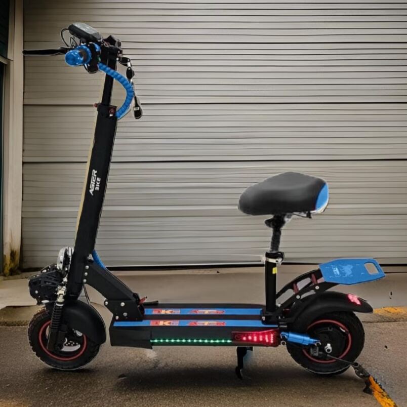 Huitich black and blue electric scooter with seat and LED lights 2000W electric bike for adults