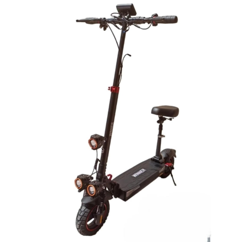 Winner 2000W folding electric scooter UAE with seat and dual front headlights in black