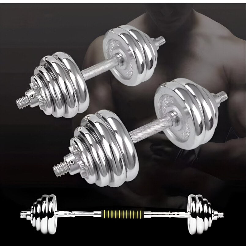 20 KG Chrome Adjustable Dumbbell and Barbell Set with Carry Case – 2-in-1 for Easy Switching