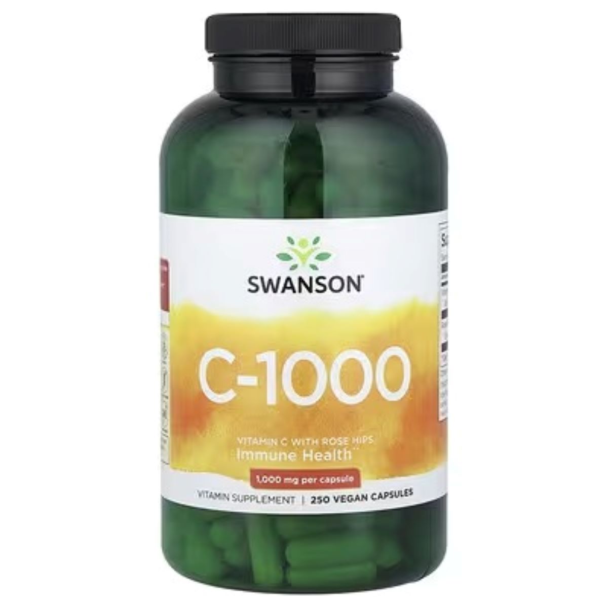 Swanson Vitamins C-1000 Vitamin C with Rose Hips – 250 Vegan Capsules | Immune & Antioxidant Support