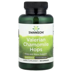 Swanson Vitamins Valerian, Chamomile & Hops, 60 Capsules