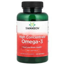 Omega-3 fish oil mini softgels bottle, green with black cap and front label