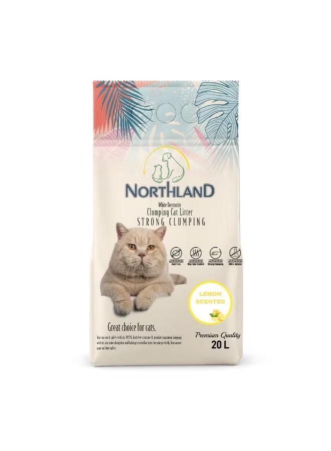 Northland clumping cat litter bag with white bentonite and lemon scent, 20L