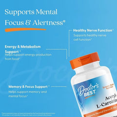 Doctor's Best, Acetyl-L-Carnitine, 60 Veggie Caps (500 mg Per capsule)