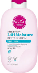 eos Shea Better Body Lotion Fresh & Cozy, 24-Hour Moisture Skin Care, Lightweight & Non-Greasy, Made with Natural Shea, Vegan, 16 fl oz