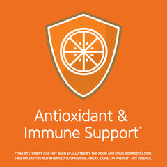 21st Century Vitamin C 500mg tablets label graphic with orange shield citrus icon antioxidant and immune support text