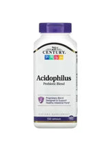 Acidophilus probiotic blend supplement bottle with purple cap, 150 capsules
