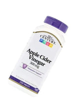 Apple cider vinegar supplement bottle, purple cap, angled view, 250 tablets