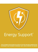 Energy Support badge on supplement label with shield icon and text