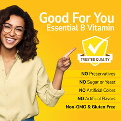 21st Century supplement ad with smiling woman pointing to Trusted Quality claims for biotin 10000 mcg tablets UAE
