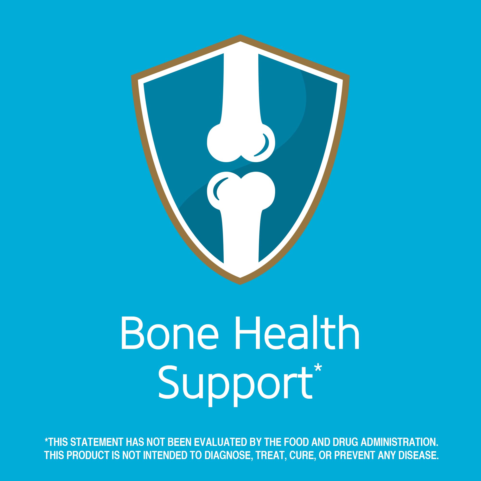 21st Century bone health label with shield and knee joint icon promoting bone support calcium magnesium zinc vitamin d tablets