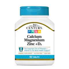 21st Century bottle of Calcium Magnesium Zinc D3 90 tablets calcium magnesium zinc vitamin d tablets for bone health