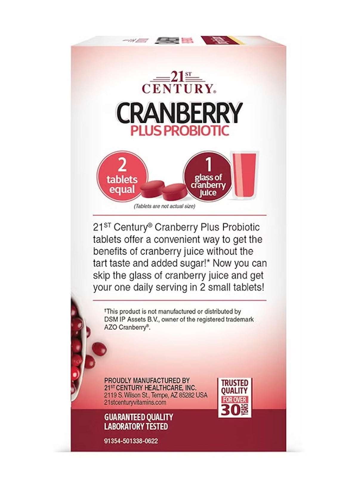 21st Century cranberry probiotic tablets for urinary health in a box with dosage instructions